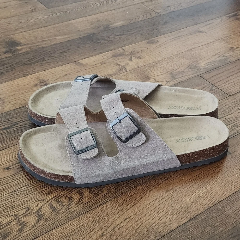 Woodstock Bert Leather Corkbed Men's Slide Sandals Size 11 In Beige - Picture 3 of 5
